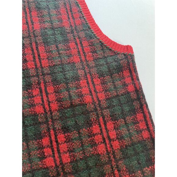 Vintage Eagle’s Eye XMAS Cardigan Sweater Vest Holiday Buttons 100% Wool Size Lg - Picture 7 of 10